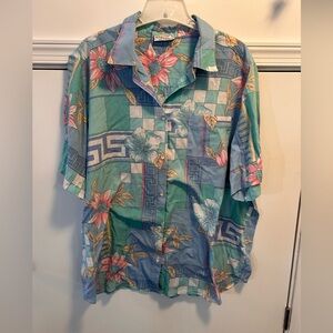 Alfred Dunner Vintage 80s Men’s Hawaiian Shirt Sleeve Button Up Shirt 44